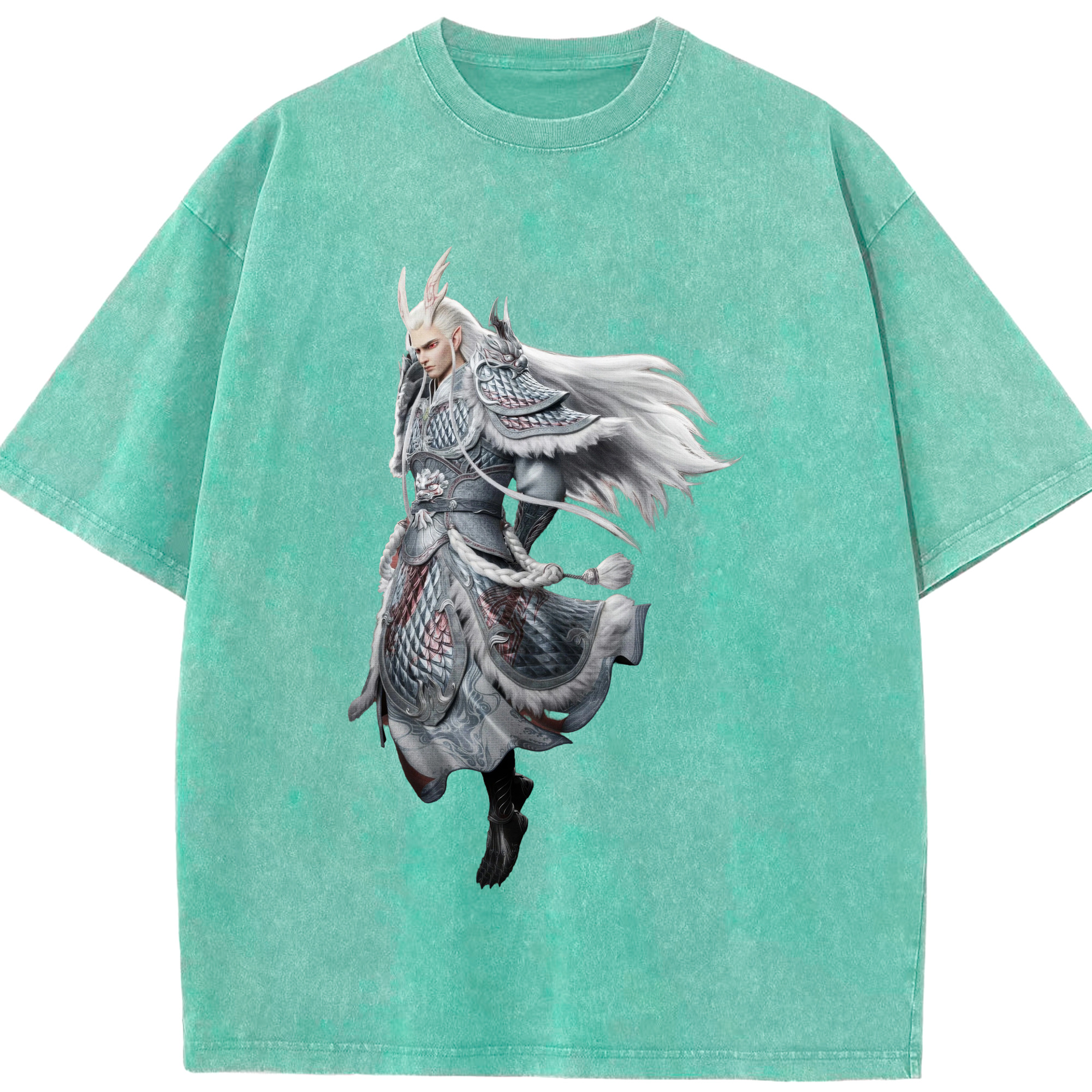 （画像用） Ne Zha 2 ナタ 魔童の大暴れ 綿100% ヴィンテージ風 半袖Tシャツ（フロントプリント）